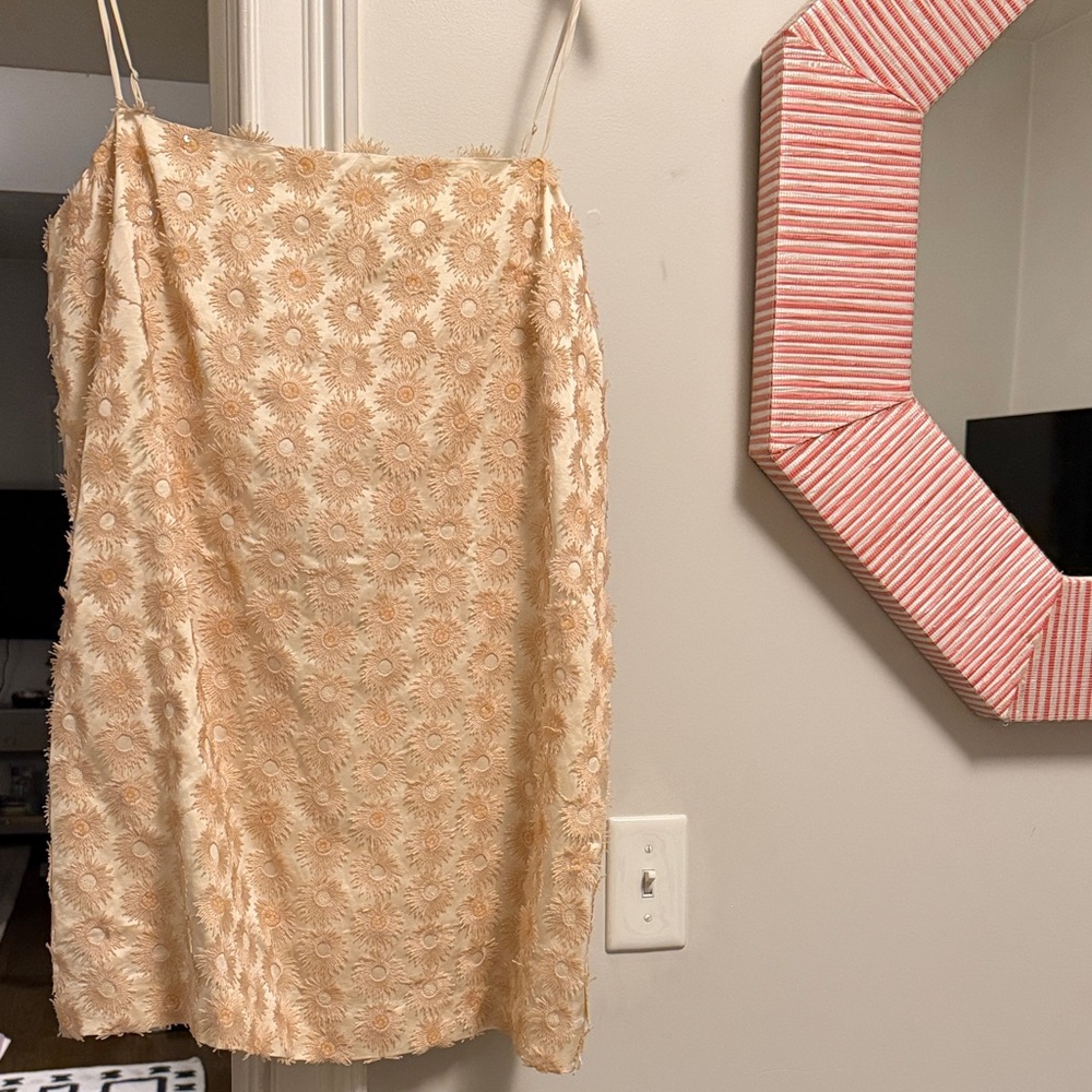 Spaghetti Strap Mini Dress in Soft Beige Floral Lace H&M edition